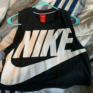 Black And White Nike Cropped Tank Top